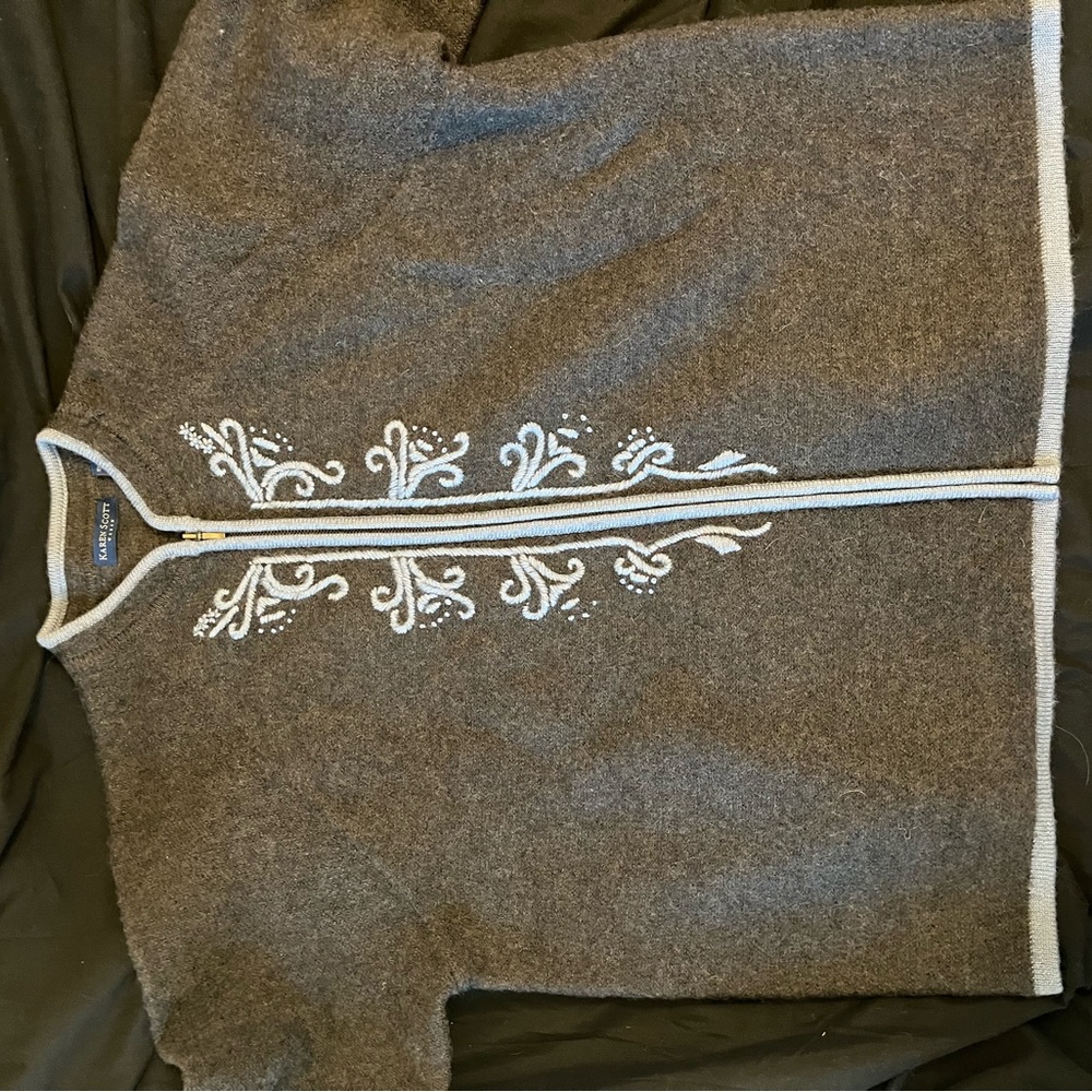 Vintage Gray Zip Up Sweater Minimal Cozy Layering Piece